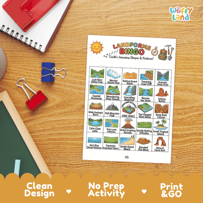Landforms BINGO Games Printable Earth Science Geography Activity Cards