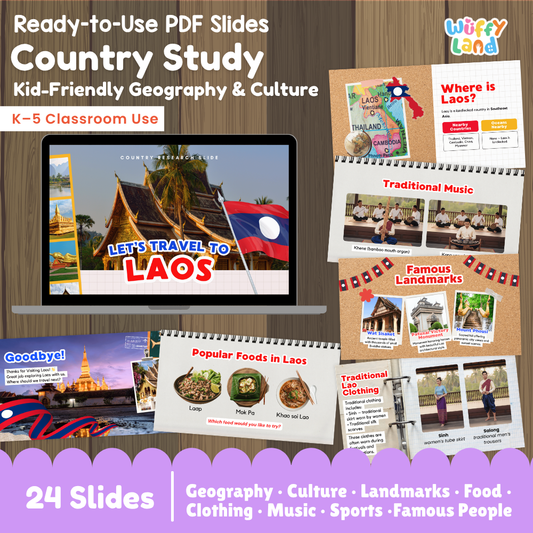 Laos Country Study Kid Friendly Geography & Culture PDF Slides