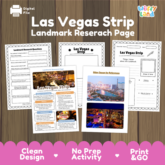 Las Vegas Strip Landmark Research Project Worksheets and Fact Page