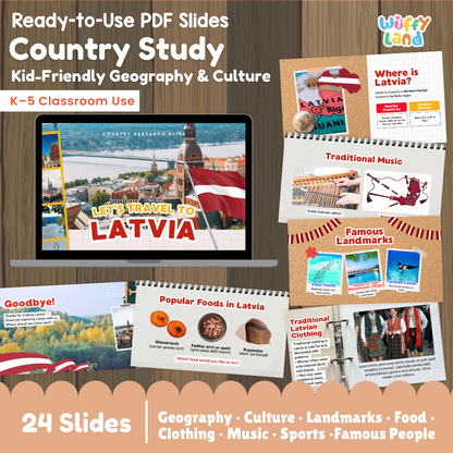 Latvia Country Study Kid Friendly Geography & Culture PDF Slides
