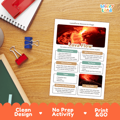 Lava Flow Landform Research Page Worksheets Geology Science Activity