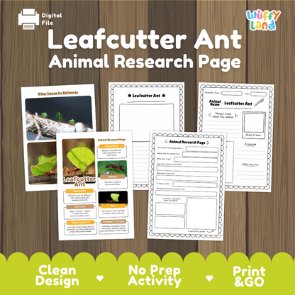 Leafcutter Ant Animal Research Page Worksheets