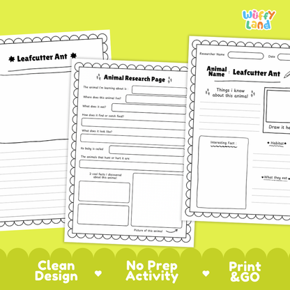 Leafcutter Ant Animal Research Page Worksheets