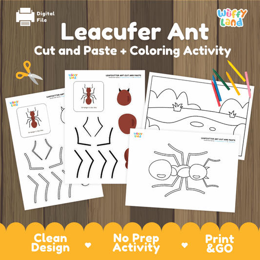 Leafcutter Ant Cut and Paste Craft and Coloring Activity Worksheets