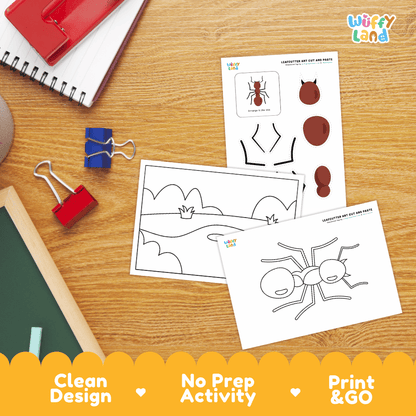 Leafcutter Ant Cut and Paste Craft and Coloring Activity Worksheets