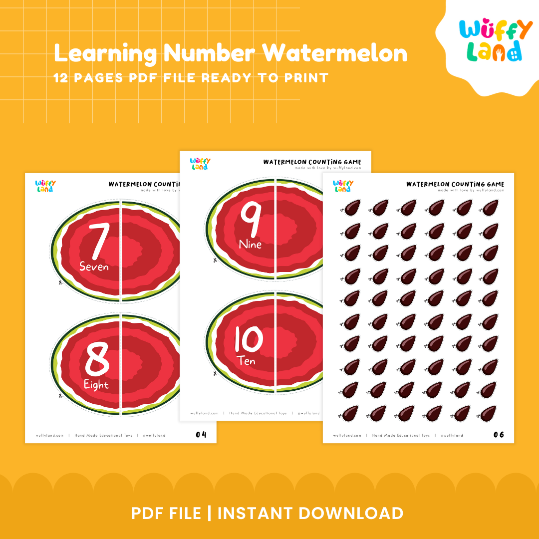 Watermelon themed learning numbers activity with matching pieces for hands-on preschool math practice