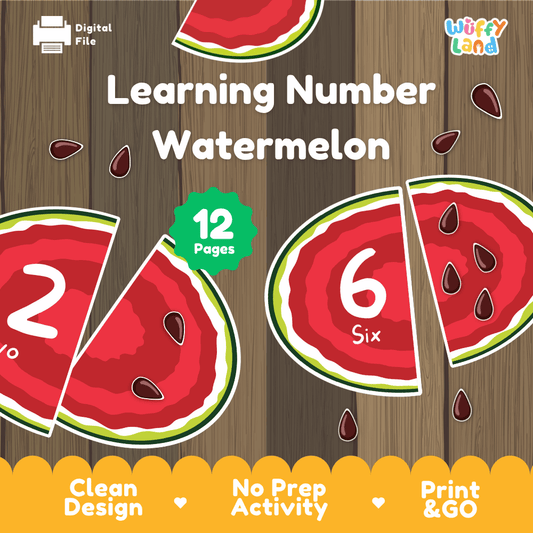 Printable watermelon counting activity for preschool and kindergarten students learning numbers and quantities