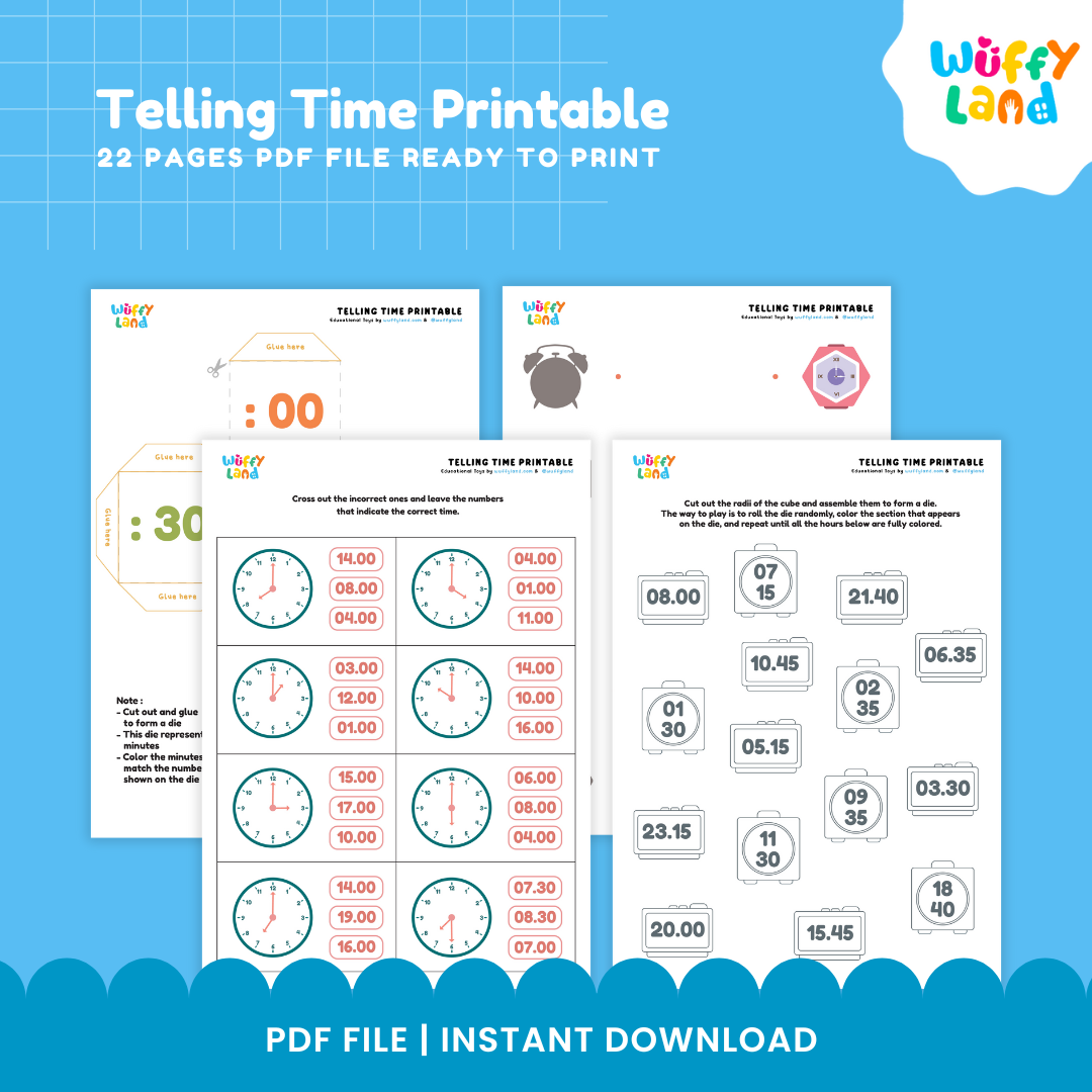 Telling Time Printable and Flashcards | Analog and Digital Clock Math Activities