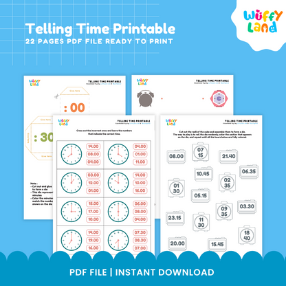 Telling Time Printable and Flashcards | Analog and Digital Clock Math Activities