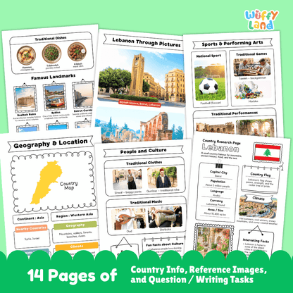 Lebanon Country Research Project Worksheets