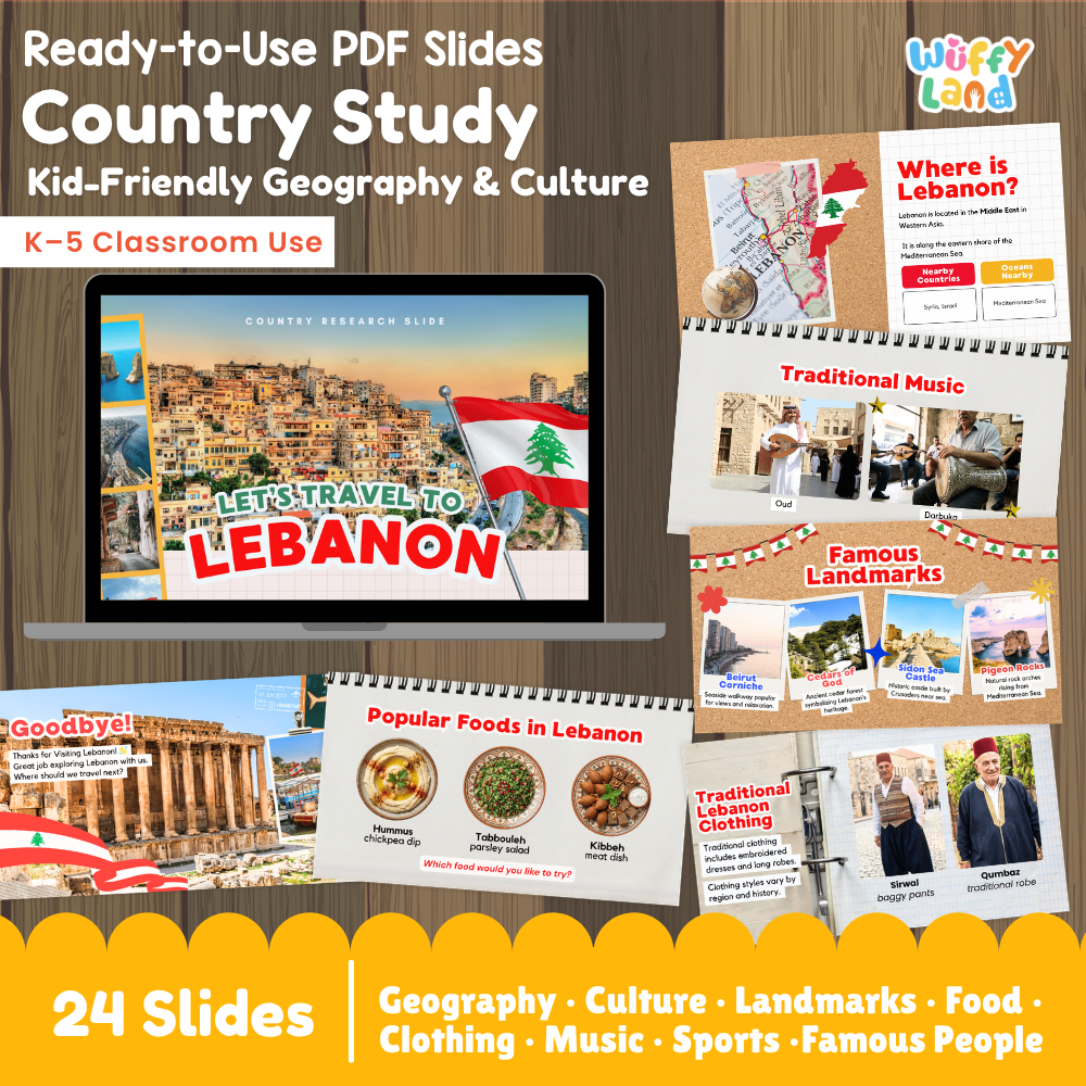 Lebanon Country Study Kid Friendly Geography & Culture PDF Slides
