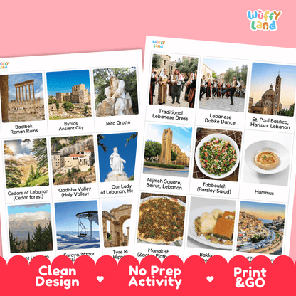 All About Lebanon Flashcards - Food, Culture & Landmarks Social Studies Activity