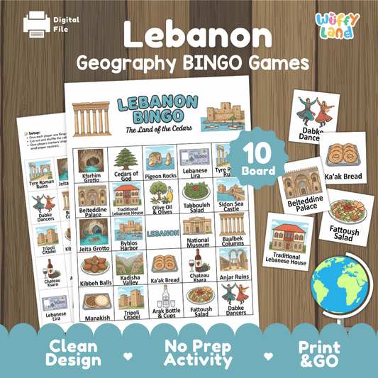 Lebanon Geography Bingo Game Printable Activity