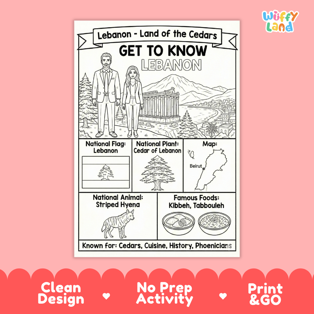 Lebanon Geography Coloring Poster Worksheets