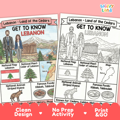 Lebanon Geography Coloring Poster Worksheets