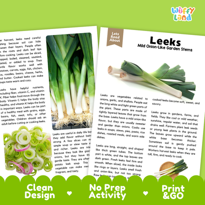Teacher answer key page showing complete question solutions for leeks reading comprehension practice