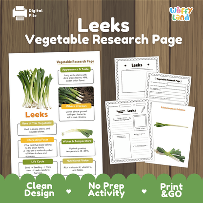Leeks Vegetable Research Activity Worksheet Science Plant Parts Wales National