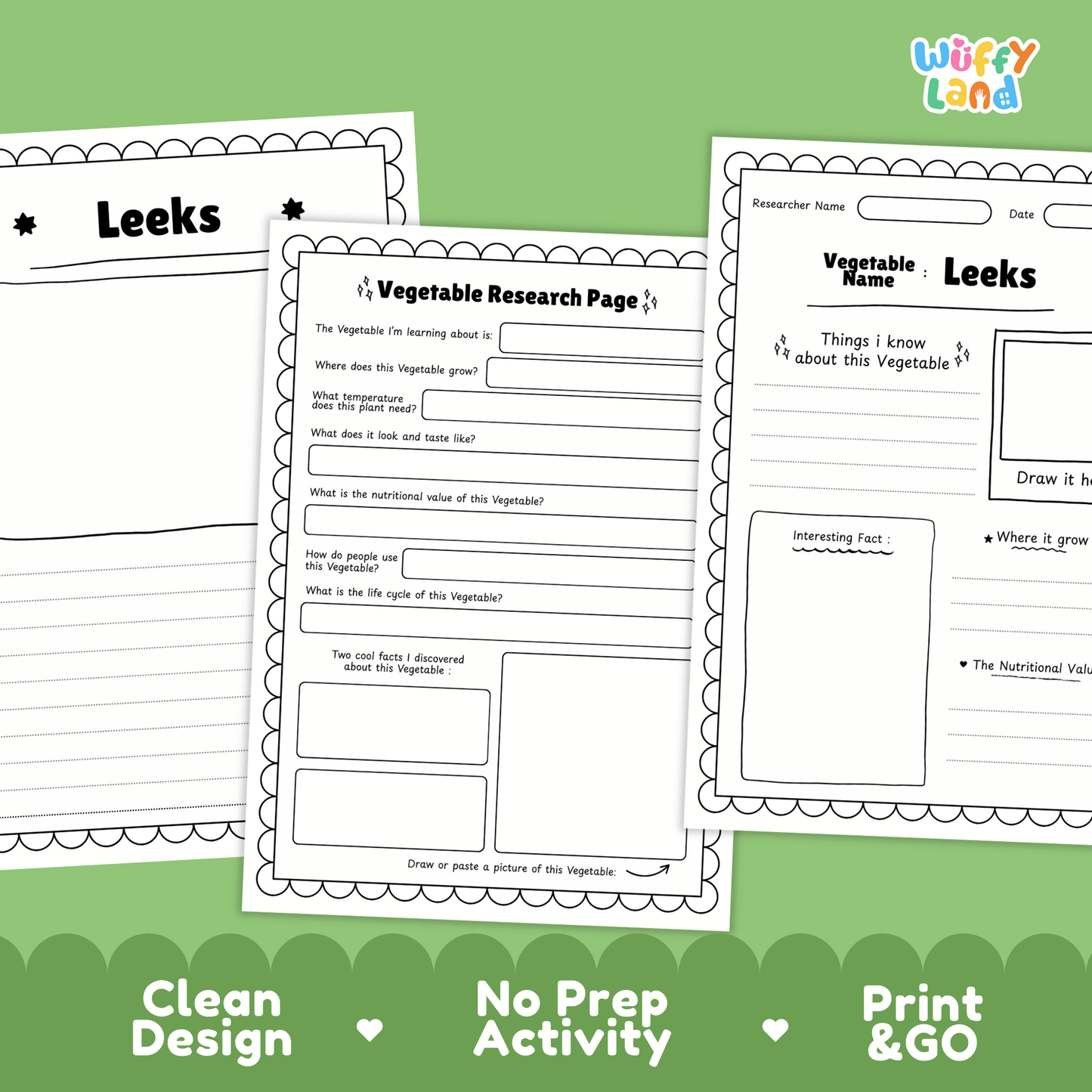 Leeks Vegetable Research Activity Worksheet Science Plant Parts Wales National