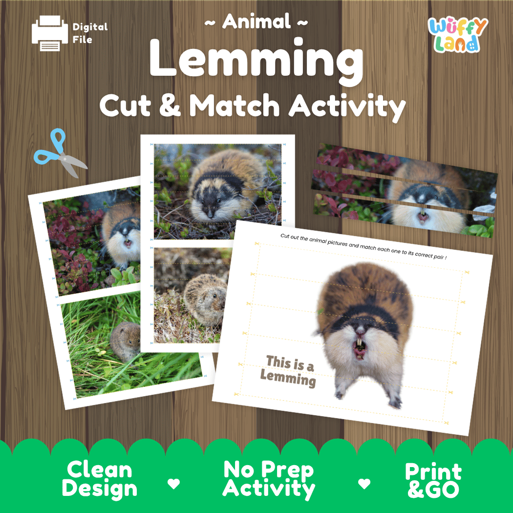 Lemming Cut and Match Activity Printables Worksheets