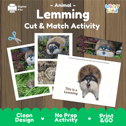 Lemming Cut and Match Activity Printables Worksheets