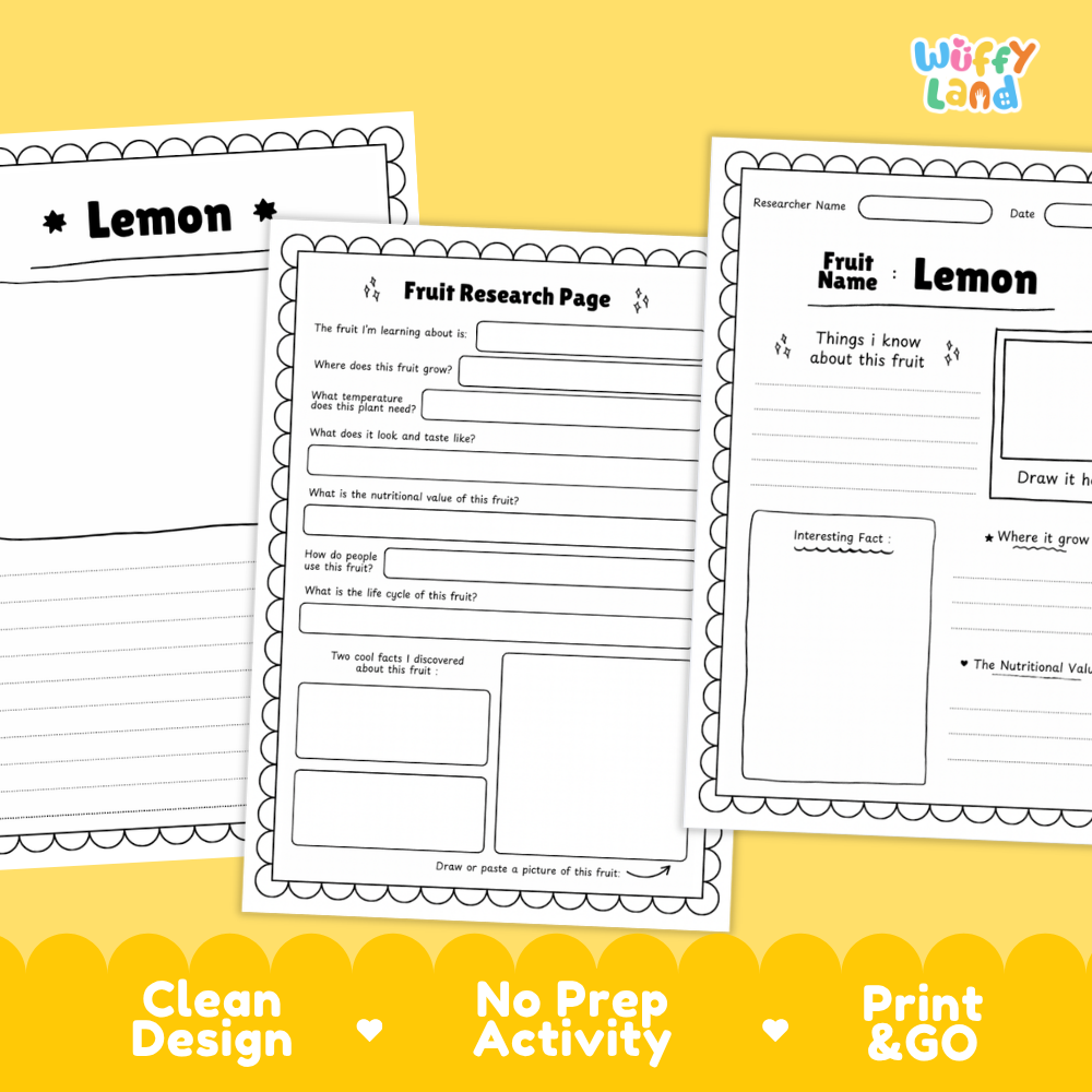 Lemon Fruit Research Page Worksheets Plant Science Activity