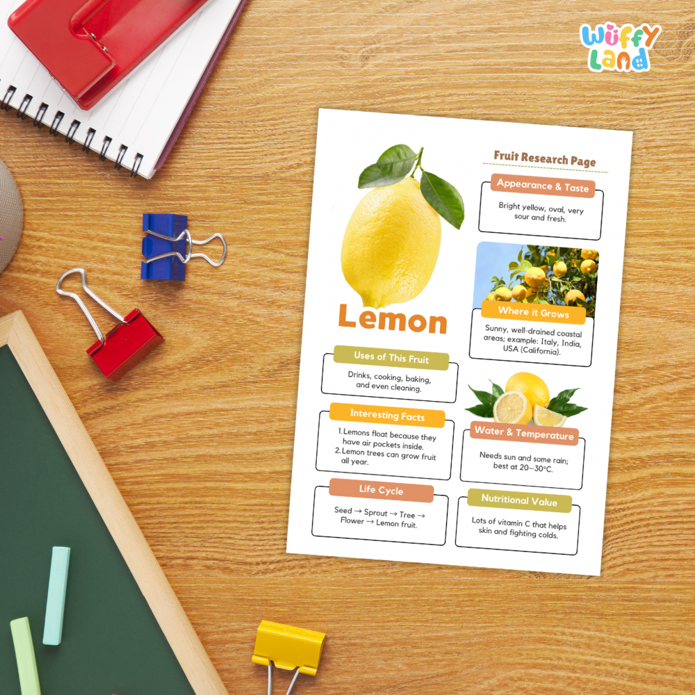Lemon Fruit Research Page Worksheets Plant Science Activity
