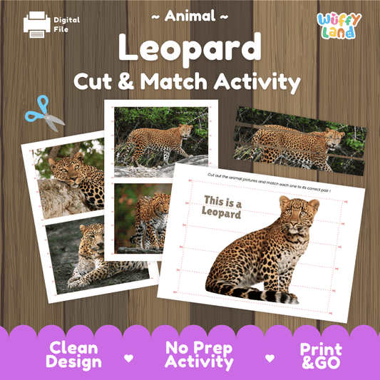 Leopard Cut and Match Activity Worksheets | Animal Puzzle Printables