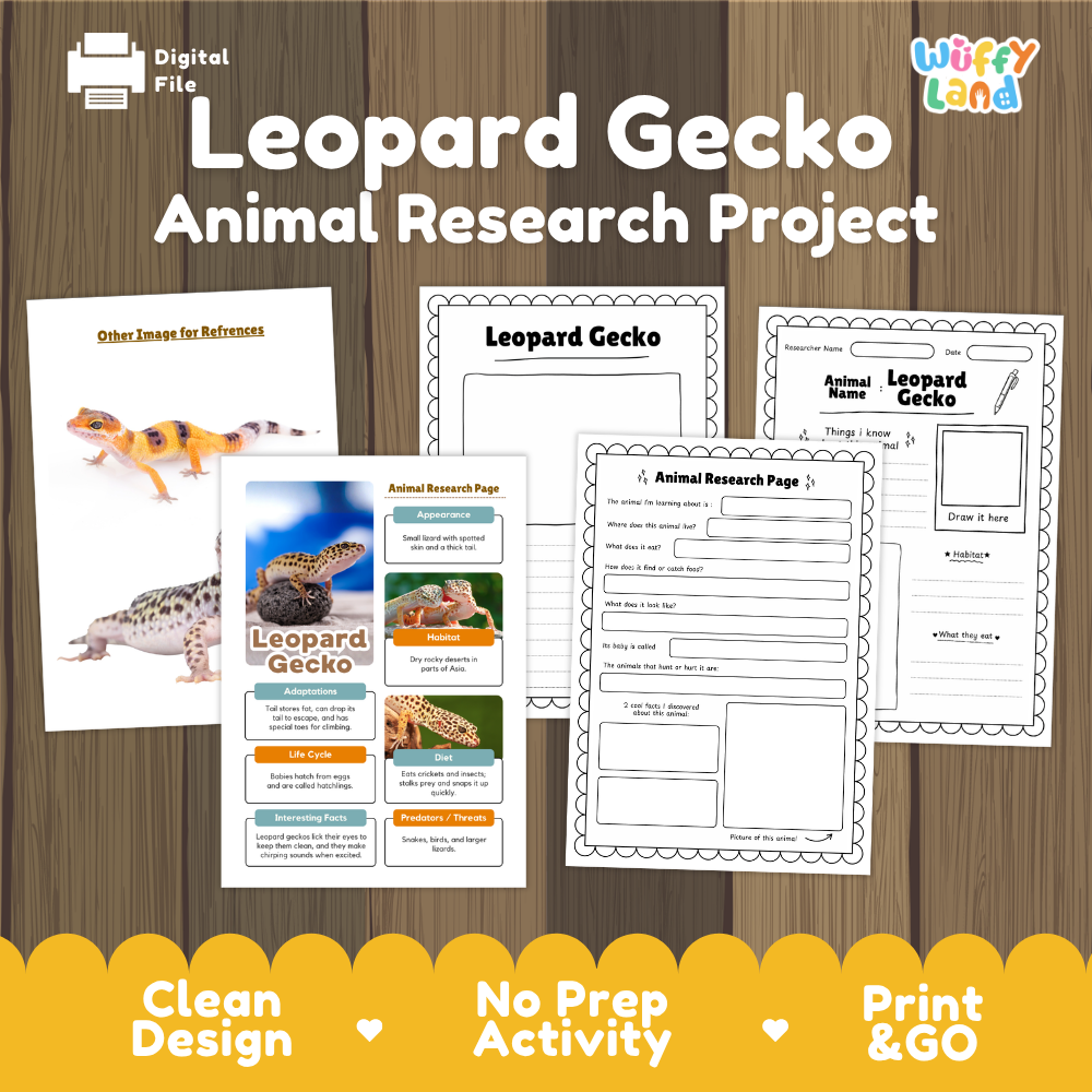 Leopard Gecko Animal Research Project Printable Informational Writing Worksheets
