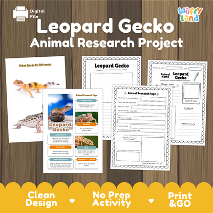 Leopard Gecko Animal Research Project Printable Informational Writing Worksheets