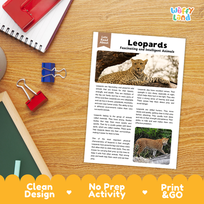 Leopards Reading Passage and Comprehension Questions Worksheets with Answer Key