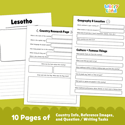 Lesotho Country Research Project Printable Worksheets and Activities