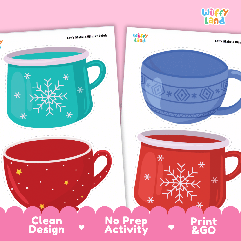 Let's Make a Winter Drink Cut and Paste Craft Printable Activity Worksheets