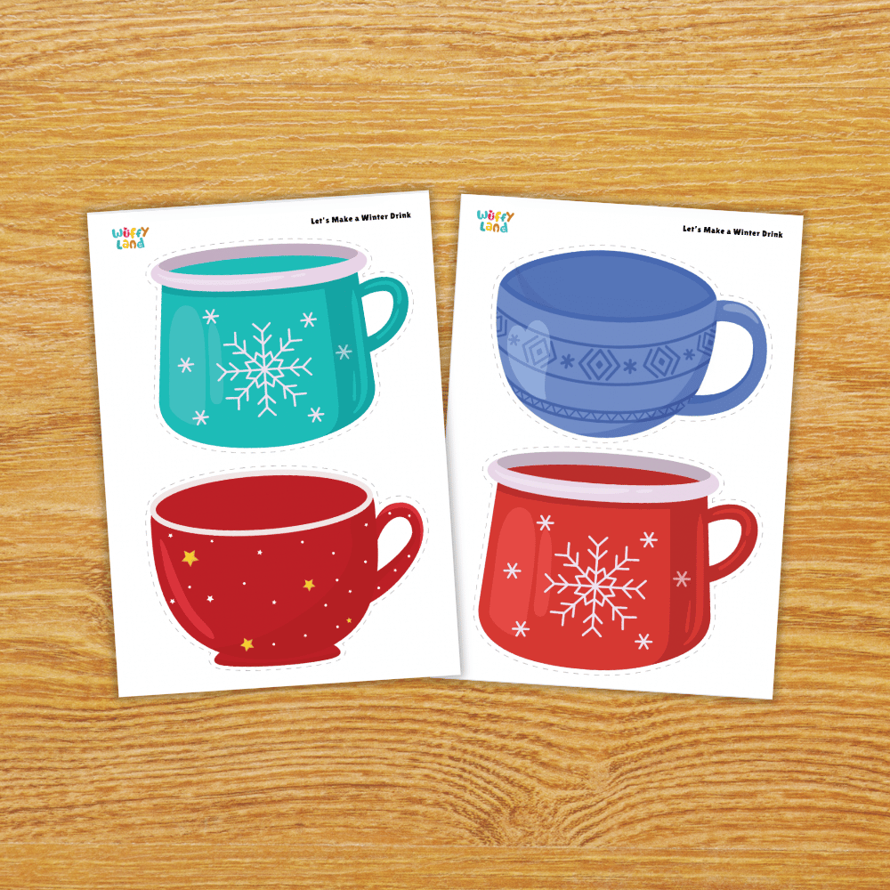 Let's Make a Winter Drink Cut and Paste Craft Printable Activity Worksheets