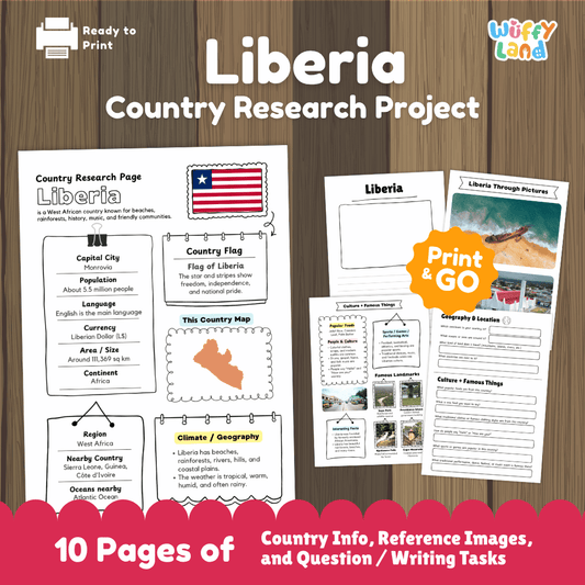 Liberia Country Research Project Printable Worksheets and Activities
