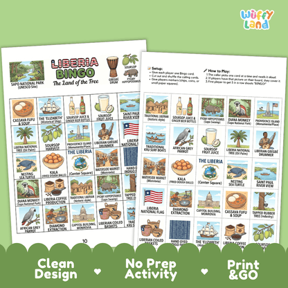 Liberia Geography Bingo Games Printable Activity