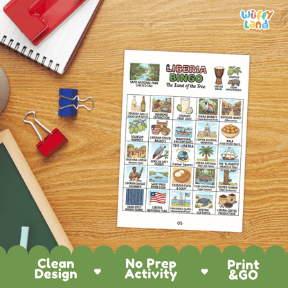 Liberia Geography Bingo Games Printable Activity