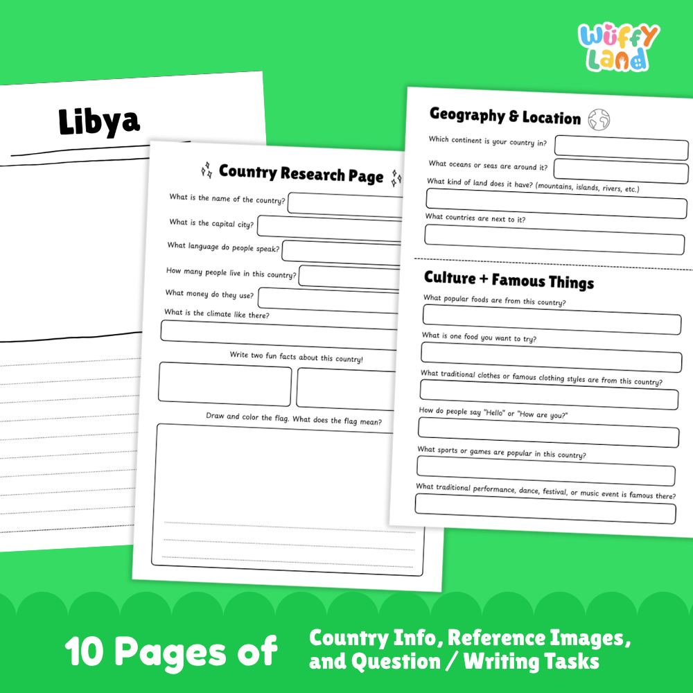 Libya Country Research Project Worksheets and Activity Pages