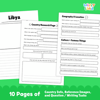 Libya Country Research Project Worksheets and Activity Pages