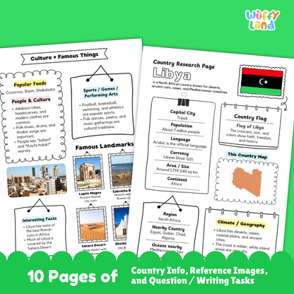 Libya Country Research Project Worksheets and Activity Pages