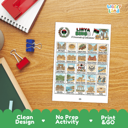 Libya Geography BINGO Game North African Country Study Activity Printable Boards