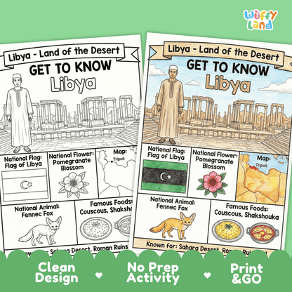 Libya Country Study Geography Coloring Page Worksheet Activity | Africa