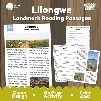 Lilongwe Landmark Reading Passages and Comprehension Worksheets