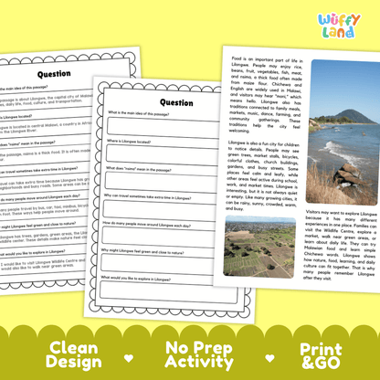 Lilongwe Landmark Reading Passages and Comprehension Worksheets