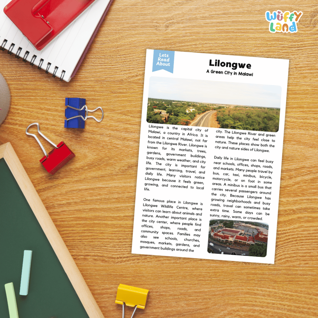 Lilongwe Landmark Reading Passages and Comprehension Worksheets