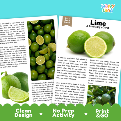 Teacher answer key page showing complete question solutions for lime reading comprehension practice