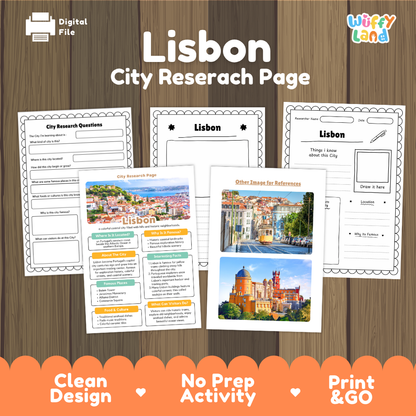 Lisbon City Research Page Worksheets and Fact Sheet Activity