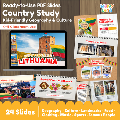 Lithuania Country Study Kid Friendly Geography & Culture PDF Slides