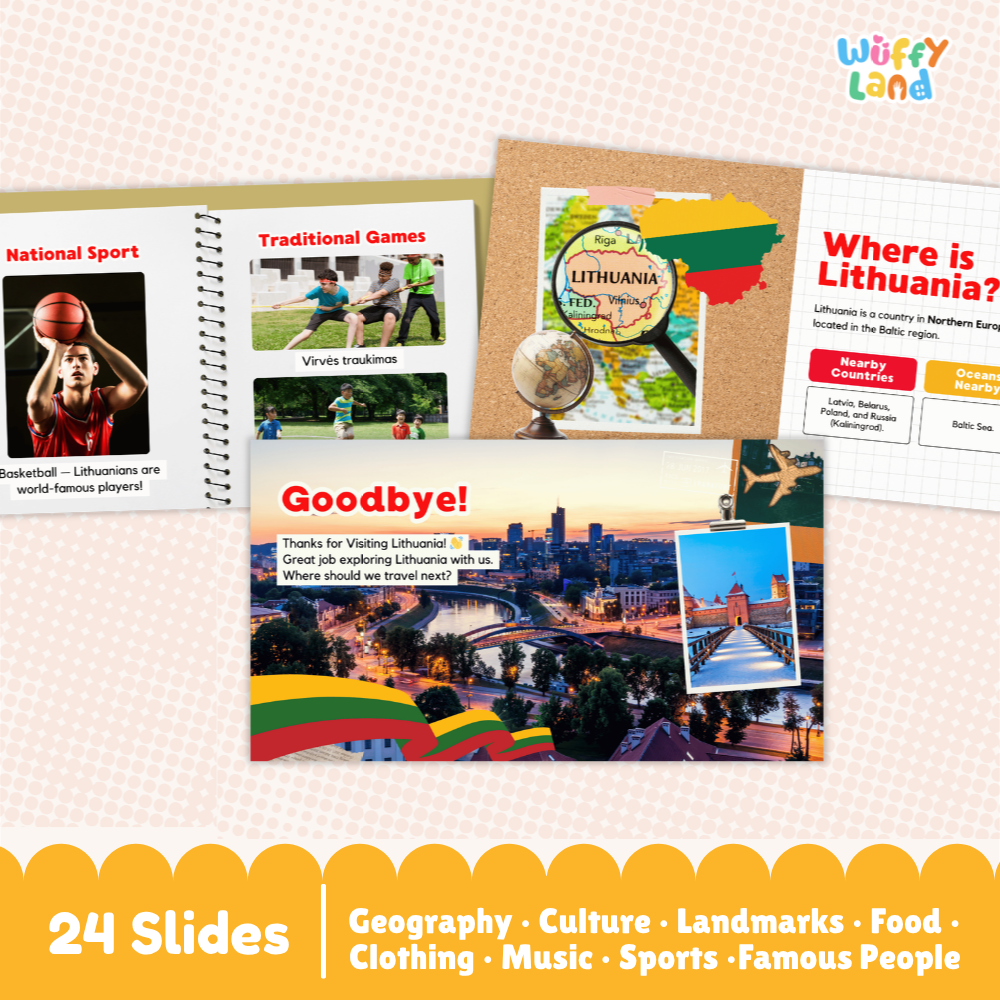 Lithuania Country Study Kid Friendly Geography & Culture PDF Slides
