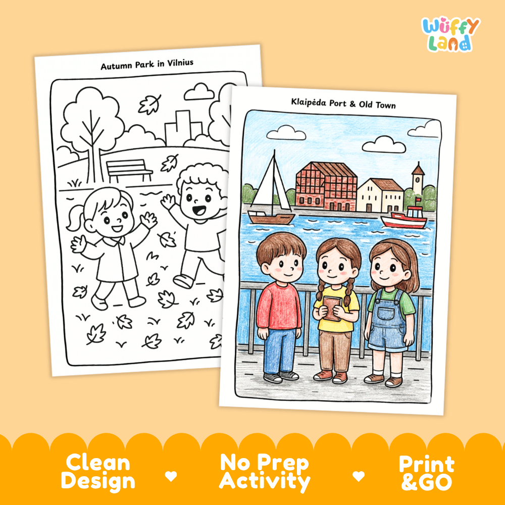 Lithuania Geography Coloring Pages - 11 Pages - World Geography No Prep Activity