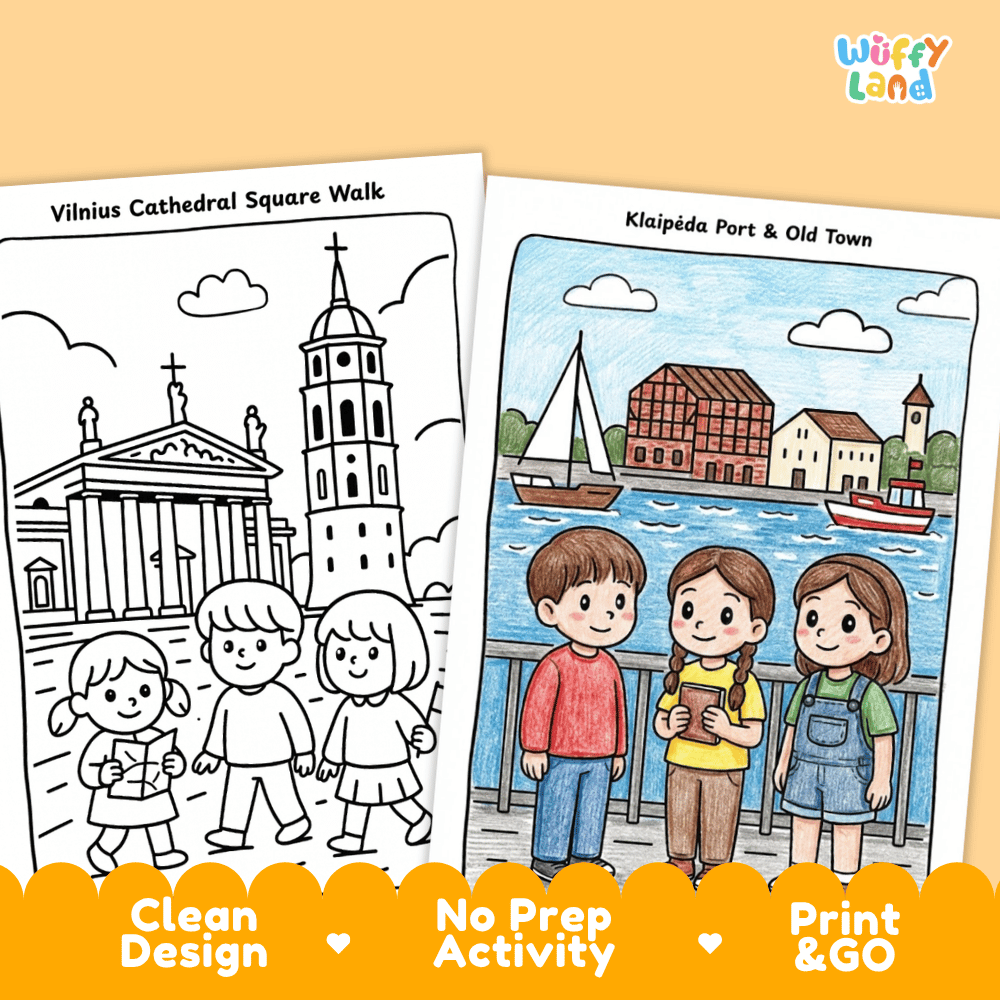 Lithuania Geography Coloring Pages - 11 Pages - World Geography No Prep Activity